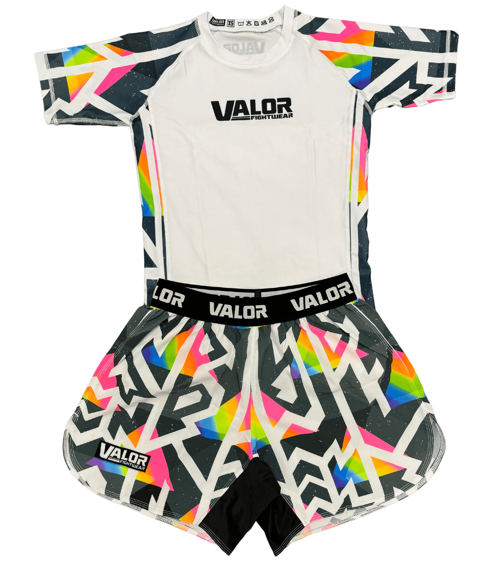 Geometric Design No Gi BJJ/MMA Rash Guard - Fusion Flow White - Valor Fightwear