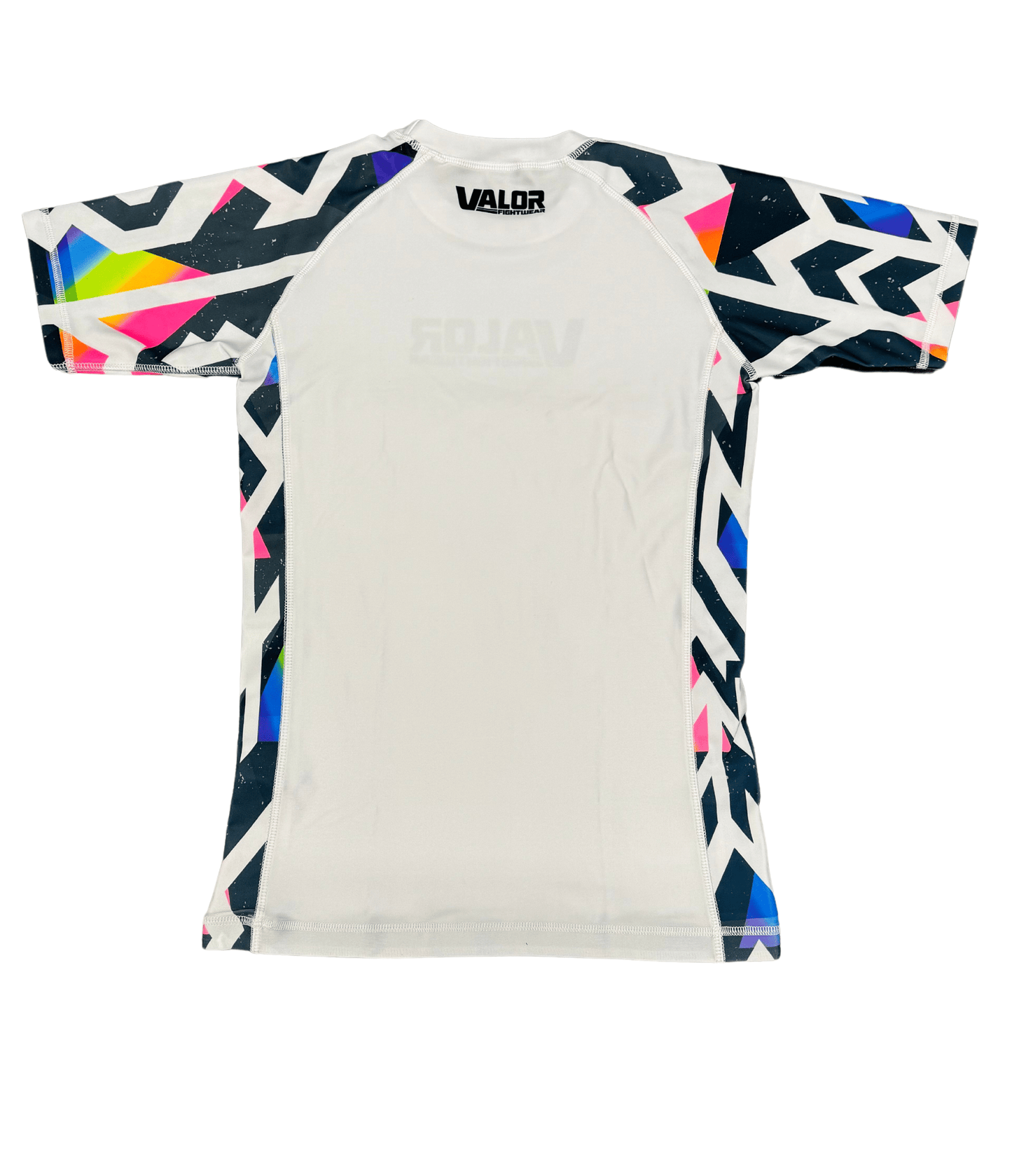 Kids No Gi BJJ/MMA Rash Guard - Geometric Fusion Flow White- Valor Fightwear Kids Rashguard Valor Fightwear