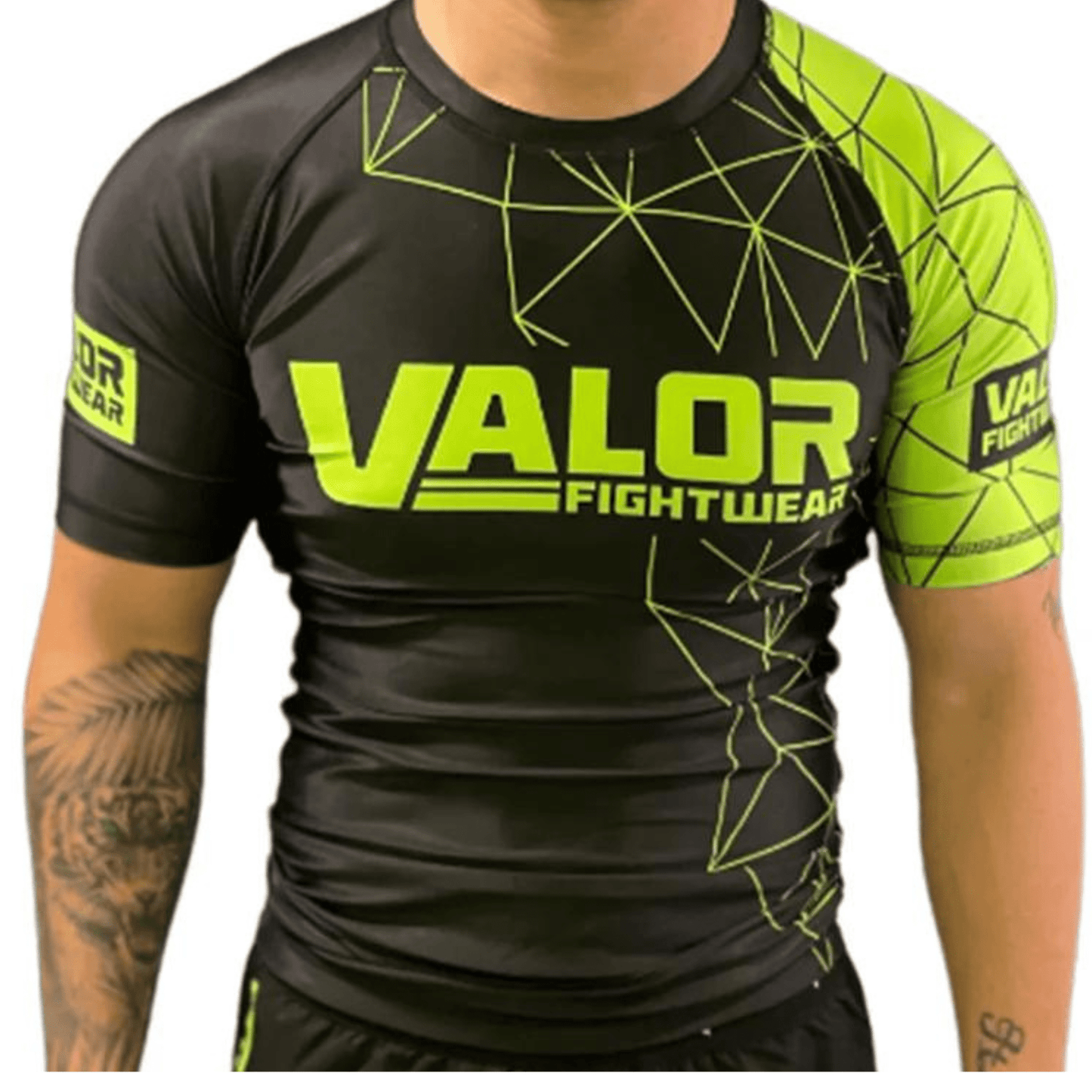 Geometric Design No Gi BJJ/MMA Rash Guard - Green/Black - Valor Fightwear