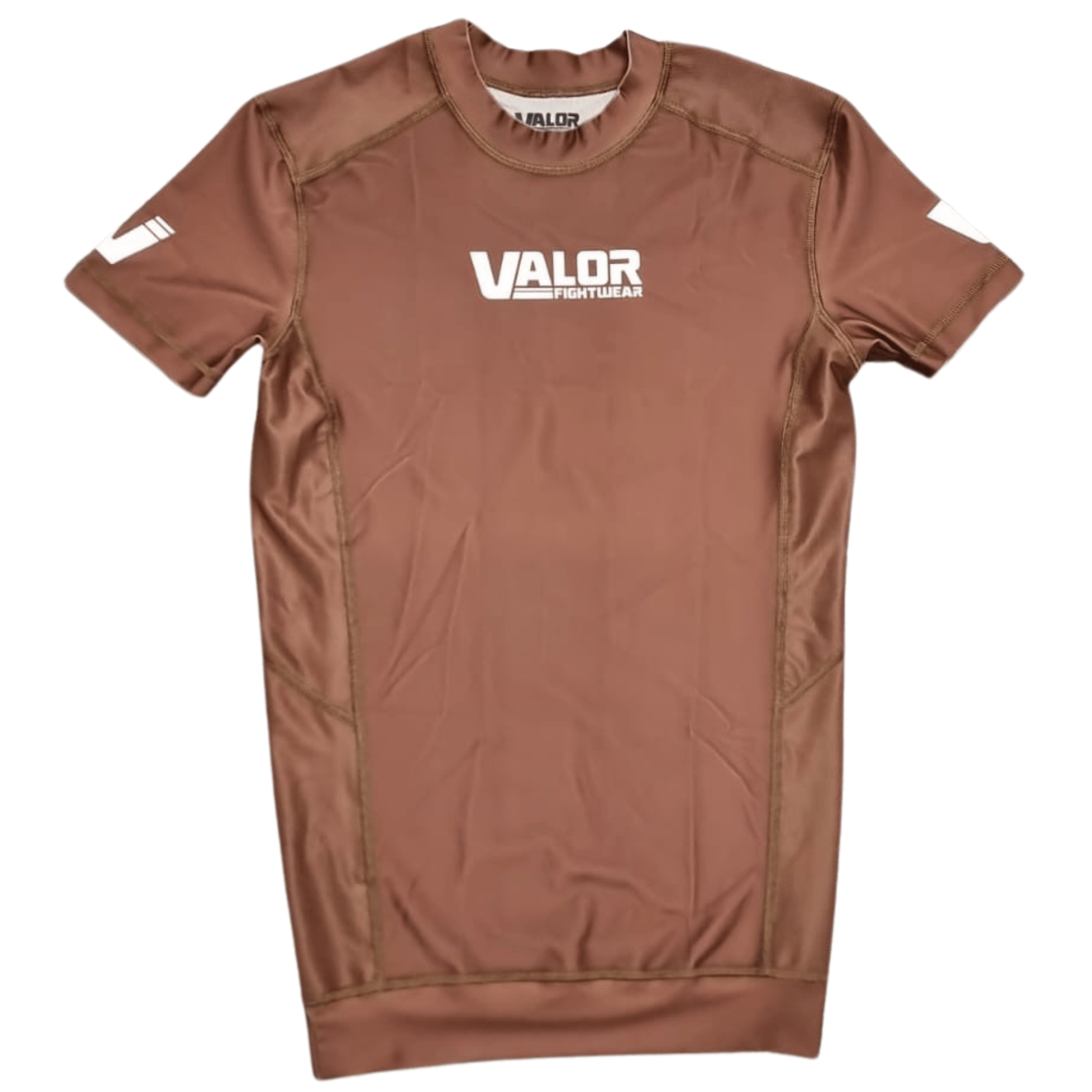 VALOR BROWN MESH SHORT SLEEVE RASH GUARD