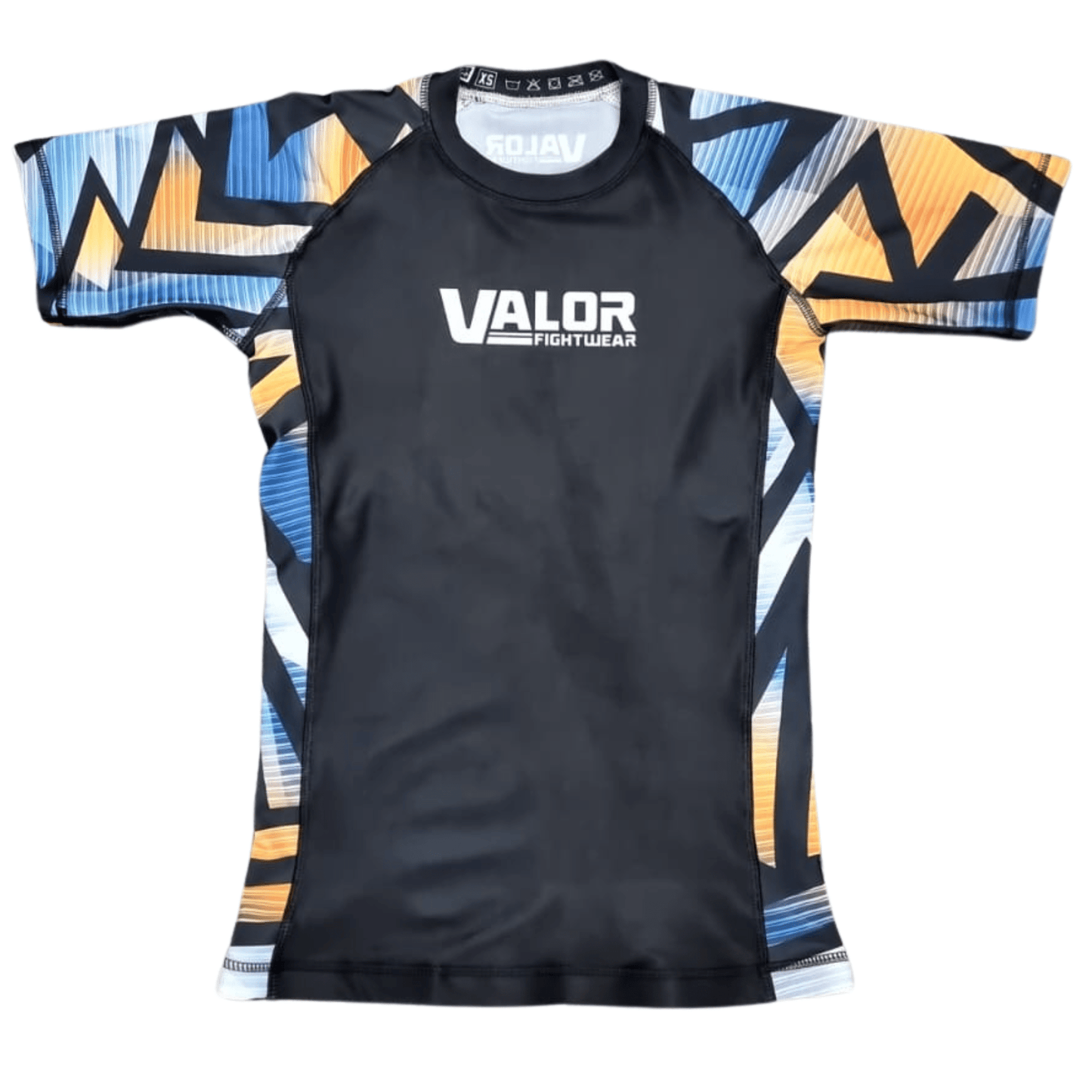 Kids No Gi BJJ/MMA Rash Guard - Geometric Orange - Valor Fightwear Kids Rashguard Valor Fightwear