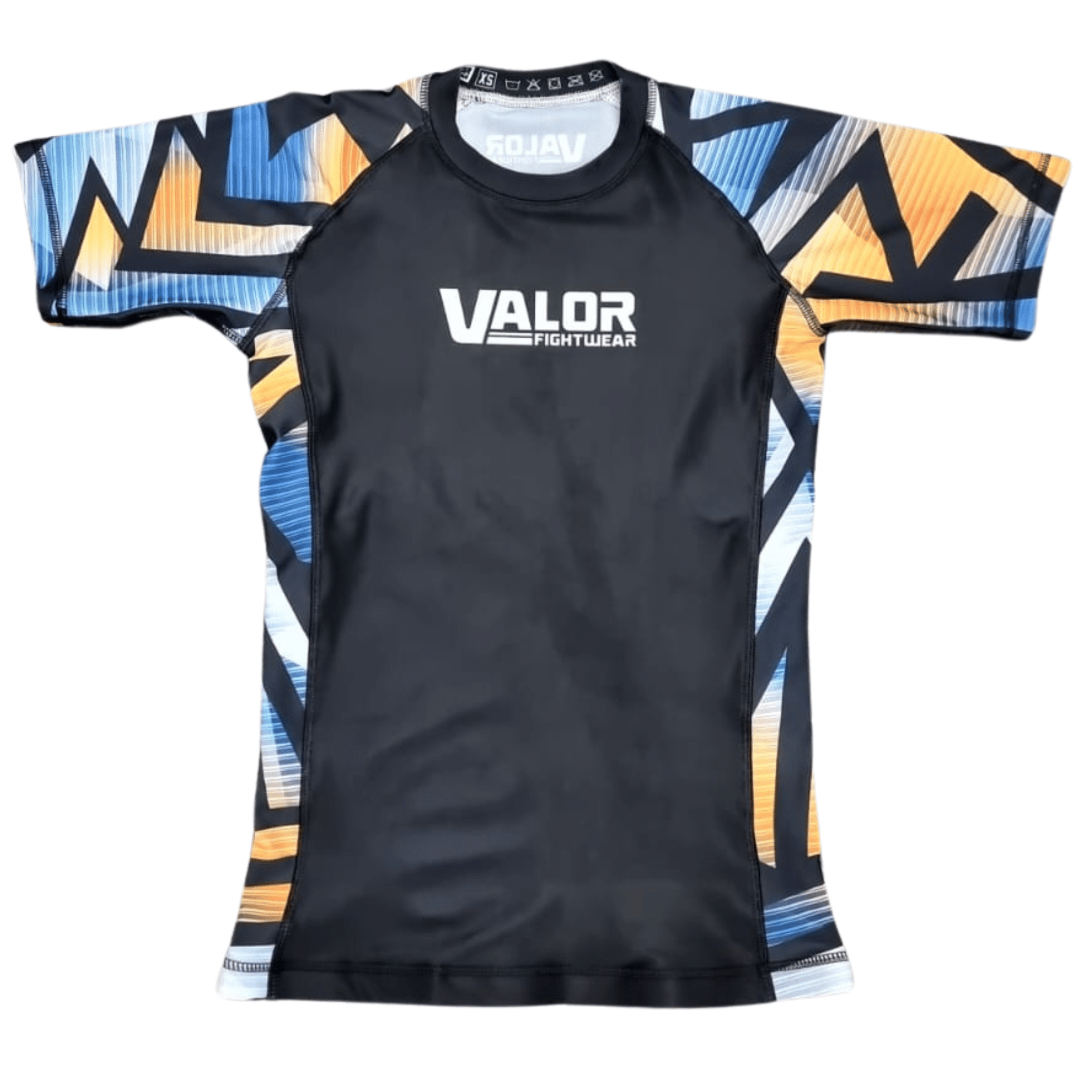 Kids No Gi BJJ/MMA Rash Guard - Geometric Orange - Valor Fightwear Kids Rashguard Valor Fightwear